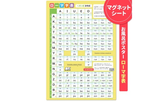 【ローマ字表ポスター】マグネットシート製 お風呂ポスター 40cm×57cm