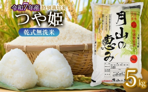 【令和7年産】特別栽培米 つや姫 乾式無洗米 5kg（5kg×1袋）山形県鶴岡市産　米工房 月山【令和8年3月23日～3月29日発送】