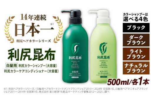 【ナチュラルブラウン】【色が選べる！2本セット】［白髪用］ 利尻カラーシャンプー 大容量サイズ＋利尻カラーケアコンディショナー 大容量サイズ ［無添加］ 糸島市 / 株式会社ピュール ヘアケア シャンプー [AZA071-2]