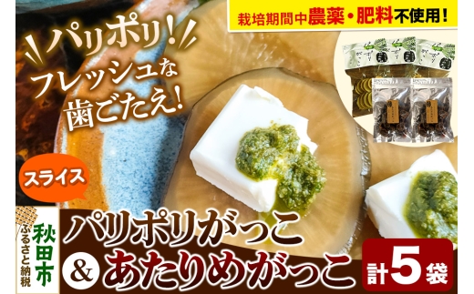 漬物 あきた伝統野菜「沼山大根のパリポリがっこ」3袋＆ドライにしたらあたりめみたいに噛めば噛むほど味がでる「あたりめがっこ」2袋の計5袋セット