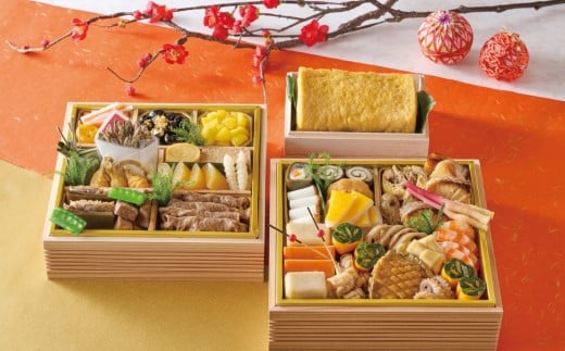 【2025年12月31日お届け限定】浅草むぎとろ本店 おせち料理 4人前 | おせち 2段 二段重 4人前 正月 数の子 伊達巻 紅白 膾 なます 黒豆 田作り