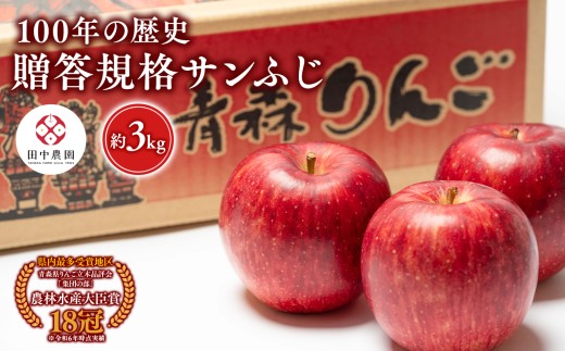 ≪12月発送 ≫ 100年の歴史 贈答規格サンふじ 約3kg 青森県平川市産