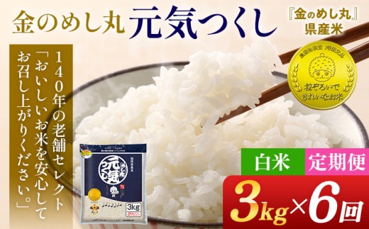 【6回定期便】 令和7年産 白米 金のめし丸 元気つくし 3kg 定期便 半年 福岡 お米 米 ごはん ご飯 お弁当 おにぎり 金のめし丸県産米 福岡ブランド米 めし丸 ライス rice 飯