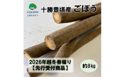 十勝豊頃産ごぼう約8kg（SS～２Lサイズ混合）【2026年春出荷】（先行受付）【工房みみずく】