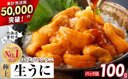 【6月-9月発送】先行予約 極上 エゾバフンウニ 100g（パック詰）配送期間A：6月上旬～9月上旬迄 | ふるさと納税 うに 高級 ウニ 雲丹 生ウニ エゾバフンウニ パックうに 北海道 登別 ふるさと 人気 ランキング 送料無料