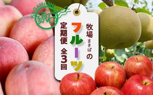 【2026年発送】鏡石町 まきばのフルーツ定期便（桃2kg・和梨3kg・りんご5kg）モモ もも ナシ なし リンゴ 福島県 鏡石町 F6Q-390