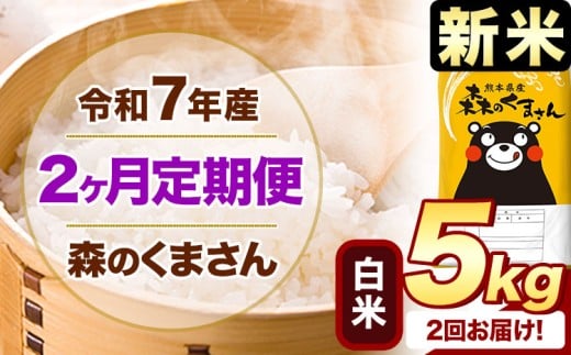 [2ヶ月定期便]新米 令和7年産 白米 森のくまさん 5kg [申込月の翌月から出荷開始] 熊本県産 精米 米 こめ コメ お米 kome