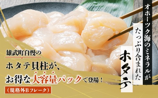 北海道雄武町産　ほたて貝柱(冷凍)Bフレーク 1kg[訳あり品]