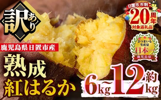 No.560-A/No.560-B ＜容量選べる！＞訳あり・不揃い！鹿児島県日置市産さつまいも！熟成紅はるか(約6kg～約12kg) 国産 九州産 サツマイモ さつま芋 訳アリ 紅春香 熟成 芋 焼き芋 やきいも 野菜 スイーツ 常温 常温保存 期間限定【末永商店】