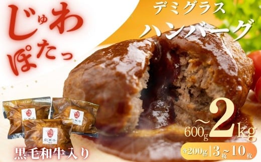 デミグラスソースハンバーグ 200g×3~10枚 簡単調理 温めるだけ 湯煎 黒毛和牛 牛肉 飛米牛 レトルト ハンバーグ 冷凍 グルメ はんばーぐ hanba-gu hannba-gu 簡易包装 ギフト