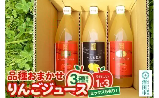 《3種確定》果樹園マンサーナ りんごジュース おまかせ1L×3本セット