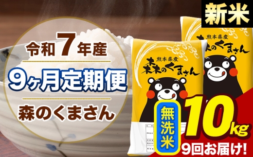 【9ヶ月定期便】令和7年産 新米 森のくまさん 無洗米 10kg 5kg×2袋 計9回お届け《お申込み翌月から出荷》お米 こめ 熊本県産 ご飯 備蓄