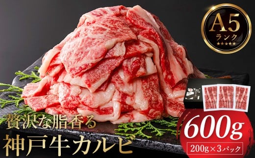 神戸牛 カルビ焼肉 600g（200g×3パック）【帝神志方ミート】