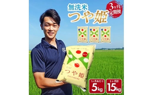 【3回定期便】［無洗米］特別栽培米 つや姫　5kg×3回(計15kg) 農家直送 AG SG0113
