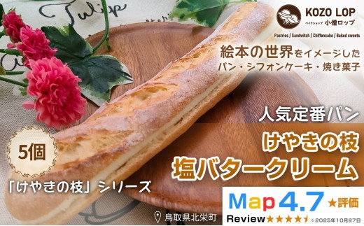 1146.【鳥取県産 人気定番パン】けやきの枝 塩バタークリーム 5個 2395162 - 鳥取県北栄町