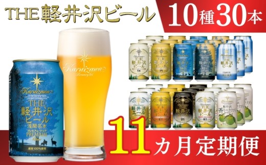 【11ヶ月定期便】 THE軽井沢ビール 10種30缶 飲み比べ セット クラフトビール 地ビール 【 軽井沢ブルワリー THE軽井沢ビール 詰め合わせ 豪華 飲み比べ セット クラフトビール 地ビール 缶ビール ビール 飲み比べ 30本 ピルスナー デュンケル ヴァイスヴァイツェン アルト シュヴァルツビア ゴールデンエール 黒ビール ホワイトビール 長野県 佐久市 】
