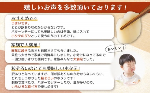 ＜2026年1月営業日より順次発送＞ちょっと訳ありホタテ貝柱小分け1.2kg
