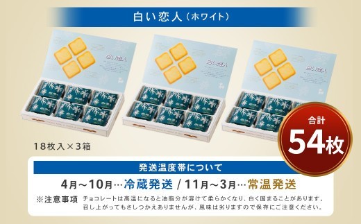 北海道北広島市のふるさと納税 白い恋人 (ホワイト) 54枚(18枚入×3箱) ラングドシャ クッキー チョコ お菓子 おやつ 北海道 北広島市