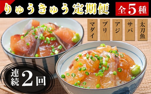 ＜定期便・全2回(連続)＞りゅうきゅう5種定期便(真鯛・ぶり・豊後あじ・豊後さば・太刀魚)[各1食×2回] 海鮮丼 定期便 2回 2ヶ月 漬け丼 大分郷土料理 豊後絆屋 ふるさと納税 魚 冷凍 クール便 加工品 惣菜 刺身 海鮮 漬け 醤油漬 真空パック 小分け JAL機内食 産地直送 大分県 人気 鯛 ぶり アジ さば 太刀魚 ＜101-852＞