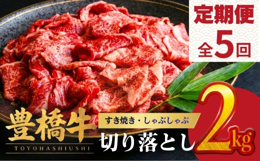 【5回定期便】豊橋牛 切り落とし 2kg | 牛肉 肉  国産牛 肉 焼肉 すき焼き 定期便 しゃぶしゃぶ すきやき お楽しみ 人気 冷凍  豊橋市  