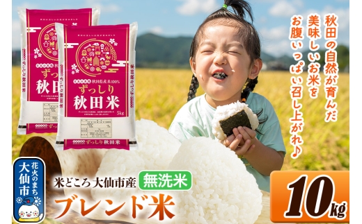 新米 米 令和7年産 米どころ 秋田県大仙市産 ブレンド米【無洗米】10kg(5kg×2袋)