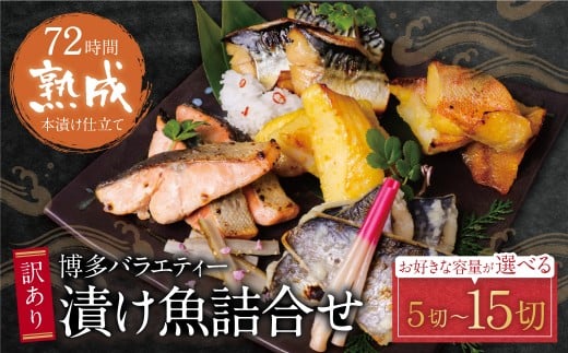 訳あり 博多バラエティー漬け魚詰合せ 5切~15切 魚 海鮮 魚介 銀鰈 鮭 さけ 鰆 さわら 鯖 さば 赤魚 あかうお 詰め合わせセット ギフト 贈答 おかず おつまみ 漬け づけ 酒 クラフトサケ パウチ ★レビューキャンペーン開催★ W61