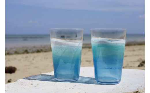 ＜選べる個数＞波アートグラス 400ml (単品/ペア)