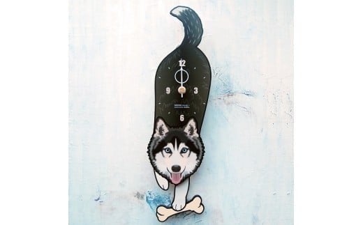 シベリアンハスキー-犬の振り子時計 C-CD-154A