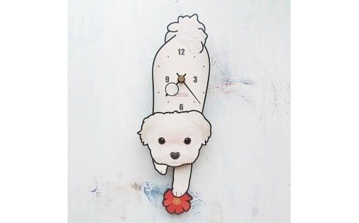 マルチーズ-犬の振り子時計 C-CD-130A