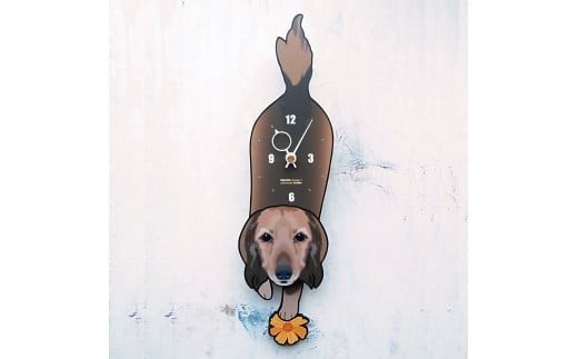 ミニチュアダックス(ロング)-犬の振り子時計 C-CD-081A