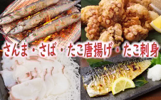 A-19014 【12/21まで年内配送】【北海道根室産】さんま・さば・唐揚げ用たこ・たこ刺身セット 2414514 - 北海道根室市