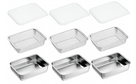 YB-1500 燕熟の技 ユニット1/2バット & ザル蓋付 × 各3個 FC030213 2415792 - 新潟県燕市