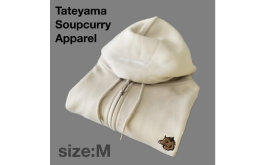 「イノシシ派」ジップアップスウェットパーカー/ストーン/男女兼用Mサイズ【1669279】