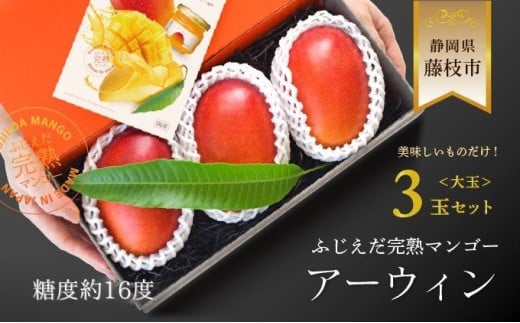 【2026 夏発送】ふじえだ完熟マンゴー「アーウィン大玉3玉」糖度約16度 厳選 フルーツ 数量限定 果物 国産 マンゴー マンゴーフルーツ トロピカルフルーツ 静岡県 藤枝市 ふるさとおすすめ