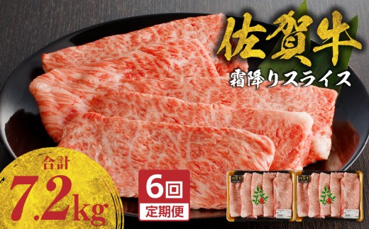 【定期便：6回】佐賀牛霜降りスライス 1.2kg（肩ロース）すき焼き・しゃぶしゃぶ用 ／ 牛肉 すき焼き 佐賀牛 赤身スライス しゃぶしゃぶ 肉 牛 霜降り 黒毛和牛 牛肉 すきやき スライス 肩ロース肉 佐賀県 玄海町 