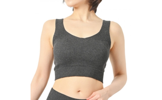 日本製 オーガニックコットン ゆったりブラ (パット付) 無縫製 チャコール(6681-S7364)【1324241】