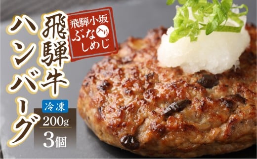 【お一人様にもおすすめ！】飛騨牛ハンバーグ（200g×3個）冷凍 個包装 長期保存に便利 下呂温泉 ハンバーグ 飛騨 