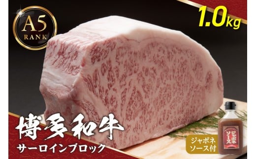 【A5ランク】博多和牛サーロインブロック1.0kg（ジャポネソース付）【伊豆丸商店】_HA0181 224164 - 福岡県宗像市