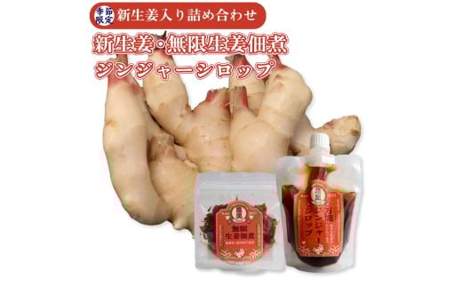 【新生姜1kg・佃煮1袋・シロップ1個】農家の嫁の生姜佃煮1袋70g ジンジャーシロップ200ml クラフトジンジャー 掘りたて 土付き 新ショウガ 1kg ごはんのお供 農奥 高知 詰合せ　＜新生姜収穫後11月下旬頃から順次発送＞（C）