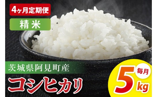 【4ヶ月定期便】阿見町産コシヒカリ　精米　5kg｜お米 米 ごはん 阿見町 茨城県 茨城県産 茨城県産米（85-79）