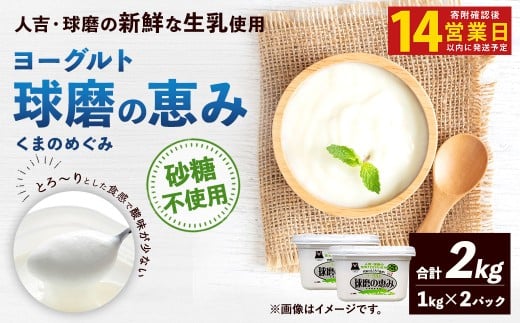 【14営業日以内発送予定】 球磨の恵み ヨーグルト (砂糖不使用) 合計 2kg (1kg×2パック) 乳製品 生乳 朝食 おやつ 相良村