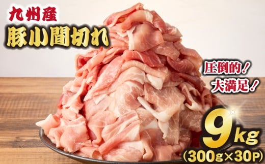 九州産豚小間切れ 9kg 300g×30P（国産 豚 豚肉 小間切れ 豚小間 豚こま 切り落とし 真空 小分け 冷凍 宮崎県 小林市 ）