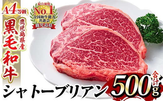 a1076 A4等級 以上 鹿児島産黒毛和牛・シャトーブリアン5枚(合計500g)【財宝】国産 牛肉 希少部位 フィレ ステーキ