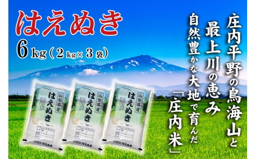 令和7年産［精米］ はえぬき 6kg (2kg×3袋) SI SB0868