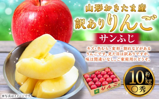 【訳あり】 山形県おきたま産 りんご （サンふじ）（〇秀） 28玉～46玉（約10kg） 山形県産 フルーツ 果物 林檎 リンゴ りんご サンふじ 家庭用 規格外 【2026年11月下旬～12月上旬発送予定】