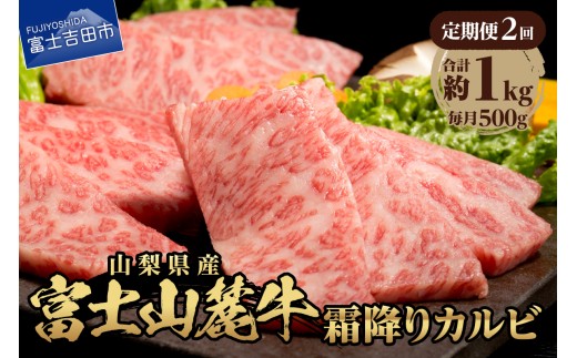 【2ヶ月お届け】山梨県産 富士山麓牛 霜降りカルビ 500g  牛肉 焼肉 BBQ 国産 富士山麓牛 霜降り 精肉 冷凍 山梨 富士吉田