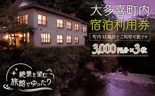 W03020 大多喜町内宿泊利用券3000円 3枚