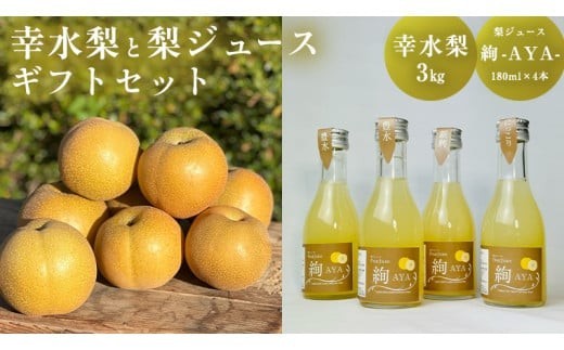梨 「 幸水 」 3kg と 梨 ジュース 「絢 -AYA-」 180ml × 4本 ギフト セット 減農薬 果物 フルーツ なし ナシ 
