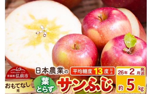 【26年2月発送】りんご 平均糖度13度以上！ 葉とらずサンふじ 約5kg おもてなし用 青森 果物 フルーツ 林檎 リンゴ くだもの [リンゴ 林檎 アップル 果物 産地直送 フルーツ]