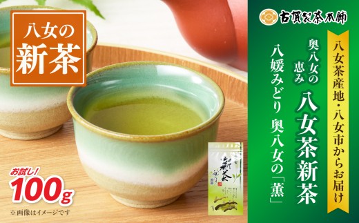 古賀製茶本舗 奥八女の「薫」八媛みどり 新茶お試し100g【2026年5月以降発送】【メール便】 茶 お茶 八女茶 新茶 煎茶 お試し ポスト投函 簡易包装 訳あり
